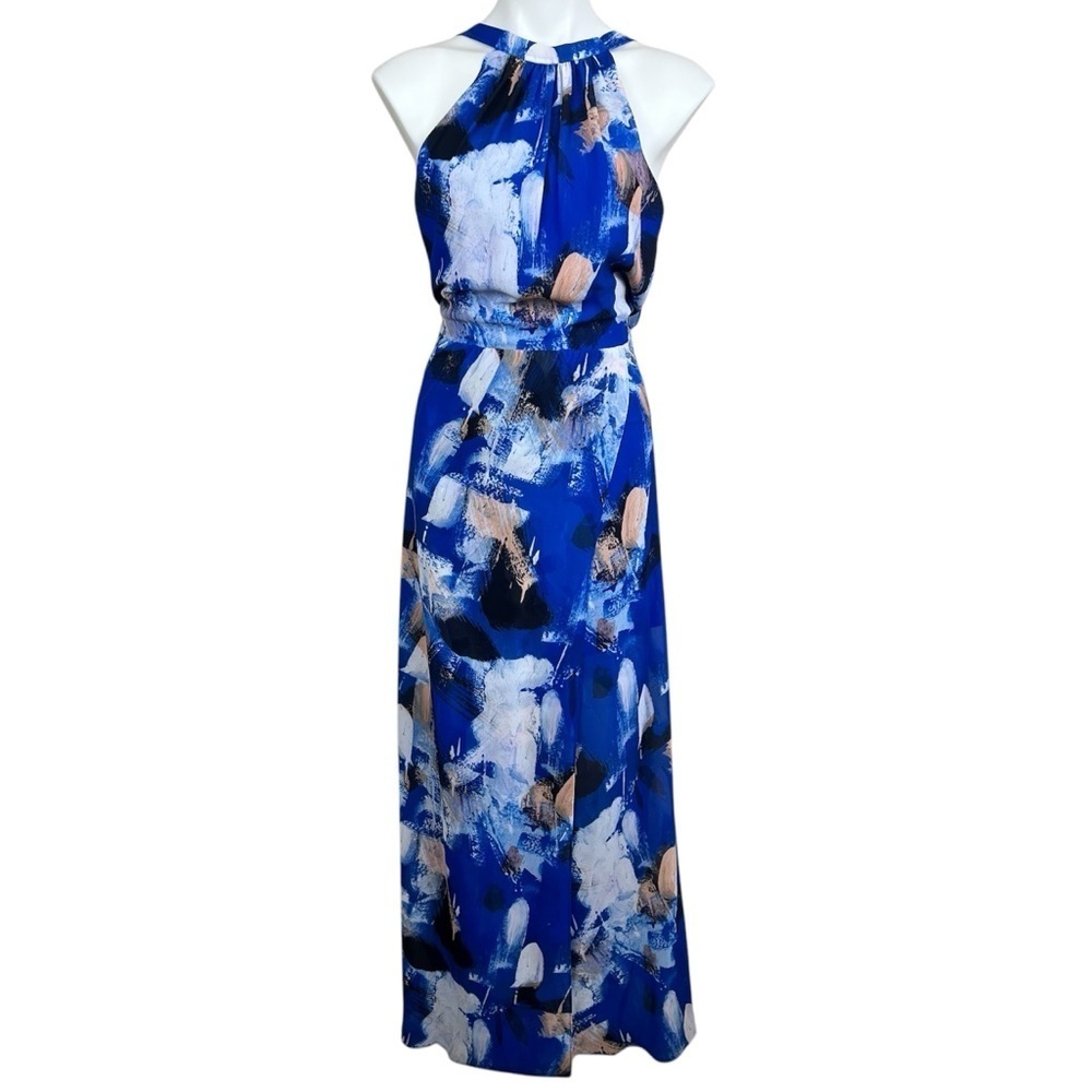 Reiss Cecille Maxi Dress Elegant Blue Abstract 0